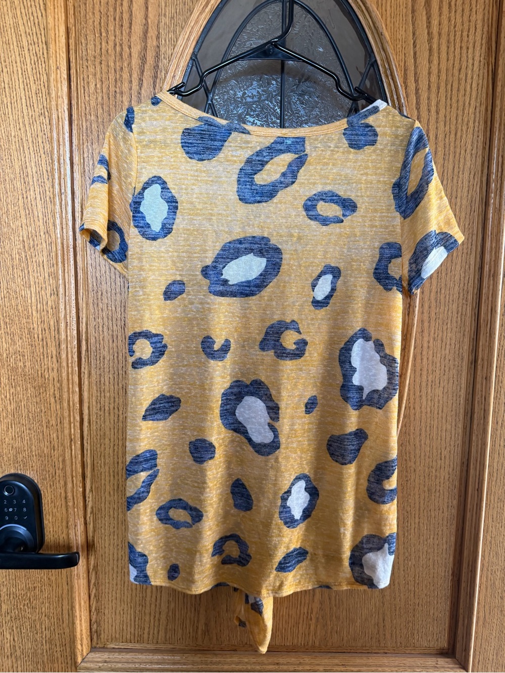 Women's Mustard Animal-Print Tie-Front Top